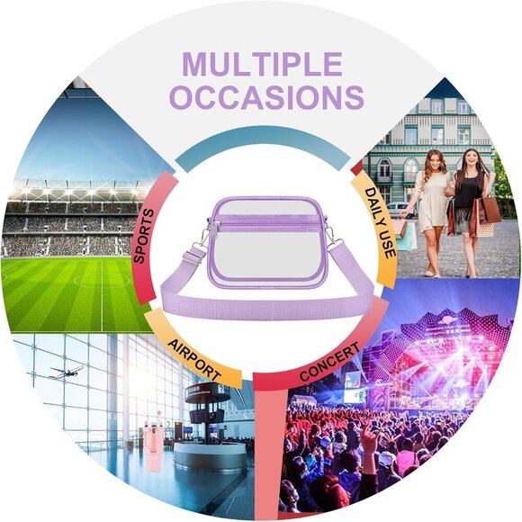 Adjustable Clear Crossbody Bag - Stadium Approved 8.3x6.5 in, Lightweight Design - Picture 5 of 10